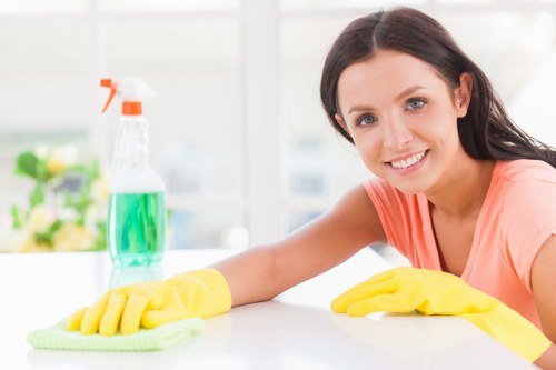 Cleaning team preparing a booked property service